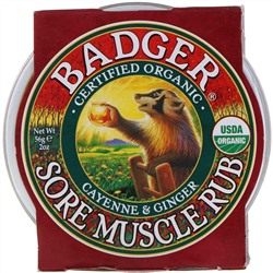 Badger Company, Мазь от боли в мышцах, кайенский перец и имбирь, 56 г