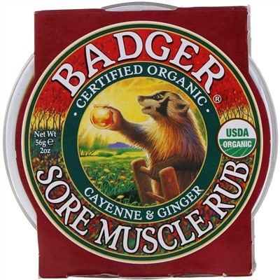 Badger Company, Мазь от боли в мышцах, кайенский перец и имбирь, 56 г