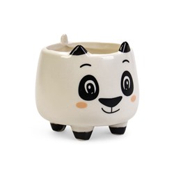 Декоративный горшок для цветов «Счастливая Панда», 200 мл, 8.3×7.2×7.7 см, керамический, на ножках, белый