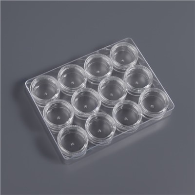 Органайзер для хранения мелочей, 12 баночек, 12×9×2 см, d=2.8×1.5 см, 4.5 мл, прозрачный
