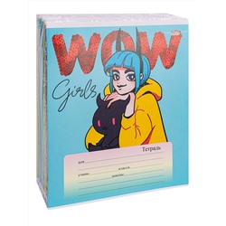 Тетрадь ЛИНИЯ 24л. ДЕВОЧКИ-АНИМЕ (24-0115) цвет.мелов.обл.,5 дизайнов в спайке