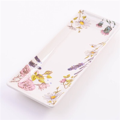 60267 Блюдо сервировочное прямоугольное Розовый сад доломит LR (х24)