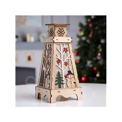 Светодиодная фигура «Снеговик в лесу» 13.5×19×13.5 см, дерево, батарейки LR1130×3, свечение тёплое белое