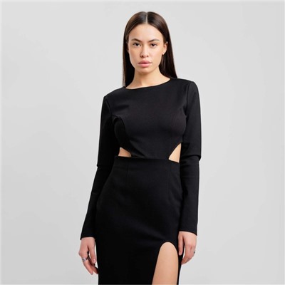 Платье с разрезами на талии миди женское MIST, размер 46, чёрное