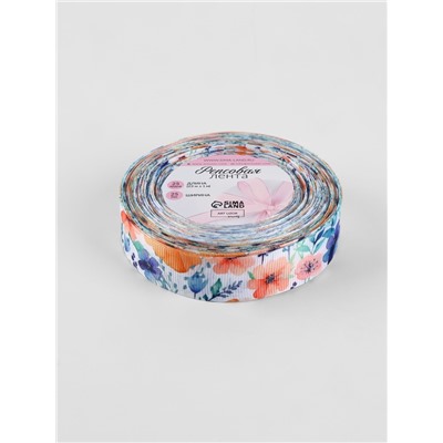 Лента репсовая «Цветущий сад», 25 мм, 23±1 м, разноцветная