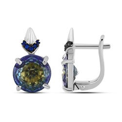 Серьги, мистик кварц синий , наносапфир, Мадрид