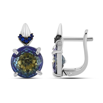 Серьги, мистик кварц синий , наносапфир, Мадрид