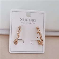 Серьги длинные палочки коллекция "Xuping" покрытие позолота, вставка: фианиты, цвет: прозрачный, арт.101.255