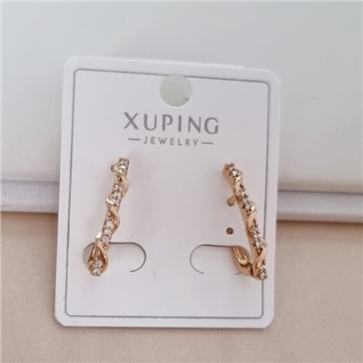 Серьги длинные палочки коллекция "Xuping" покрытие позолота, вставка: фианиты, цвет: прозрачный, арт.101.255