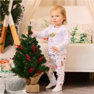 Пижама детская MINAKU Winter, рост 62-68 см, белая