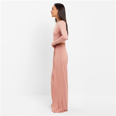 Пижама женская (лонгслив, брюки) MINAKU: Home collection, розовая, размер 48