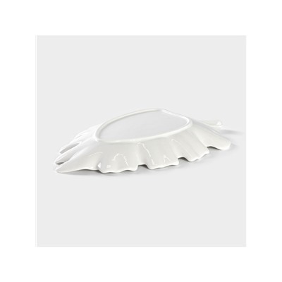 Блюдо сервировочное «Лист», 30×20 см, керамика, цвет белый
