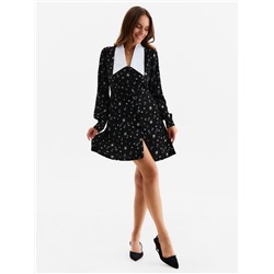 Платье мини женское с воротником MIST, размер 48, чёрное