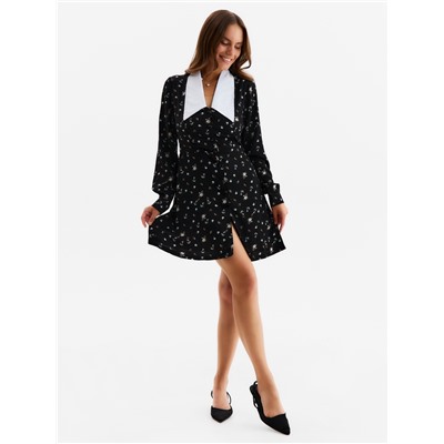 Платье мини женское с воротником MIST, размер 48, чёрное