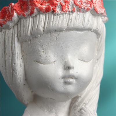 Фигурное кашпо для цветов «Девушка с косой», 80 мл, 11×8×8 см, гипс, белое