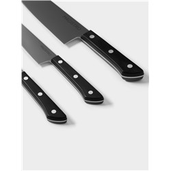 Набор кухонных ножей Magistro Hinshitsu, 3 шт. овощной, универсальный, шеф, нержавеющая сталь, чёрный