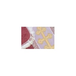 Искусственные цветы, Комплект в гроб (1010237): покрывало и наволочка, Термостежка Жаккардовая с золотым крестом б