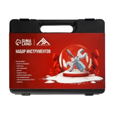 Набор инструментов в кейсе ЛОМ, в подарочной упаковке «НОВЫЙ ГОД», 15 предметов