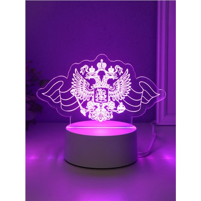 Светильник 3D RISALUX «Герб», LED-ночник, RGB, от сети, 9.5×16×9.9 см