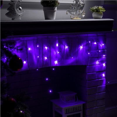 УЦЕНКА Гирлянда «Бахрома» 1.8×0.5 м, IP20, тёмная нить, 48 LED, свечение фиолетовое, 8 режимов, 220 В