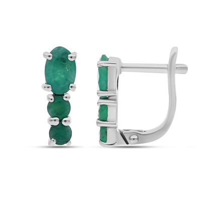 Серьги из серебра изумруд берилл, Канарейка