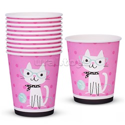 Набор посуды одноразовой "Гламурный кот" стаканы (10 шт)