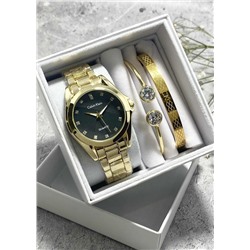 Подарочный набор для женщин часы, 2 браслета + коробка #22853313