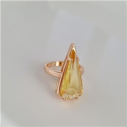 Кольцо 17 р ювелирная бижутерия коллекция "Дубай", покрытие позолота, вставка: фианит, цвет: желтый, арт.414.150-17