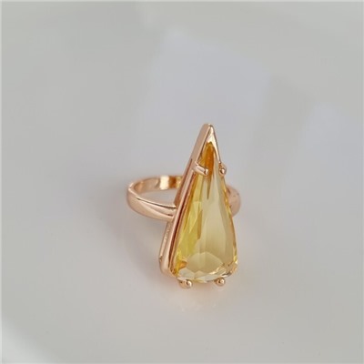 Кольцо 18 р ювелирная бижутерия коллекция "Дубай", покрытие позолота, вставка: фианит, цвет: желтый, арт.414.150-18