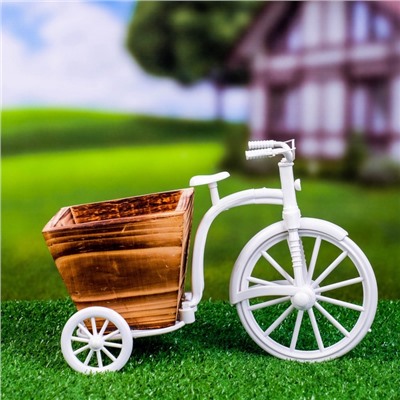 Декоративное кашпо для цветов «Велосипед Home & Garden», 26×12×18 см, дерево, пластик, белое