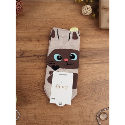 Носки р. 35-40 Кошка короткие / L812 /уп 10/500/1200/ ОДНА ПАРА/ МАРКА