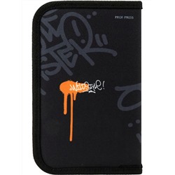 Пенал 1-секц, печать на ткани, большой, с отк.планкой ЯРКАЯ НАДПИСЬ НА ЧЕРНОМ (ПН-3053) (190х115)