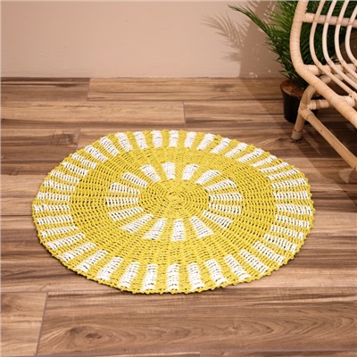 Ковёр на пол круглый пластиковый «Кольца», 80 см, пластик, жёлтый