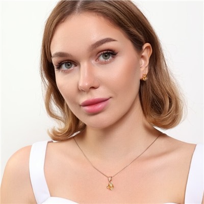 Комплект ювелирная бижутерия коллекция  "Дубай" серьги и кулон, покрытие: позолота, вставка: фианиты, цвет: желтый, арт.215.425