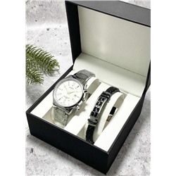 Подарочный набор для мужчины часы и браслет + коробка #22853341