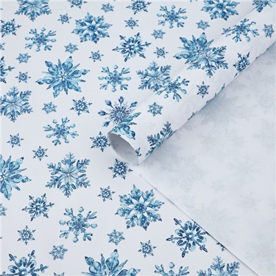 Бумага упаковочная новогодняя крафтовая «Снежинки», 50×70 см