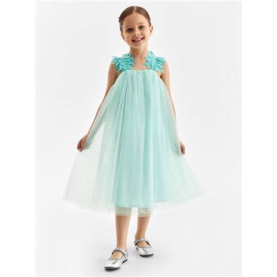 Платье нарядное для девочки MINAKU: PartyDress, рост 140-146 см, бирюзовое