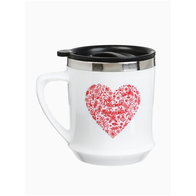 Термокружка, 350 мл, «Счастье в моментах», сохраняет тепло 3 ч, белая