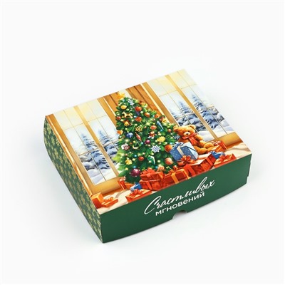 Упаковка для кондитерских изделий новогодняя «Счастливых мгновений», 20×17×6 см