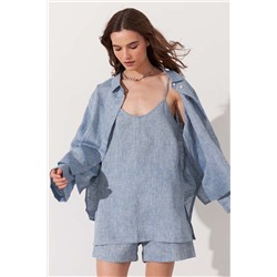 Рубашка короткая  S021_LBMG/Светло-голубой меланж