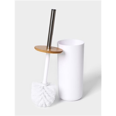 УЦЕНКА Набор для ванной «Вуди» 6 пред.(мыльница. дозатор, 2 стакана, ерш, ведро), белая