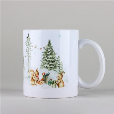 Кружка новогодняя керамическая «Новогодний лес», 320 мл, цвет белый