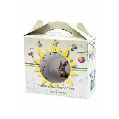 УЦЕНКА Набор посуды 2 предмета Зайка Цветной