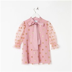 Платье детское нарядное KAFTAN горошек, рост 110-116, розовый