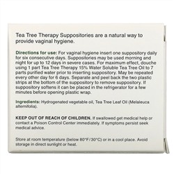 Tea Tree Therapy, cвечи с маслом чайного дерева для гигиены влагалища, 6 свечей