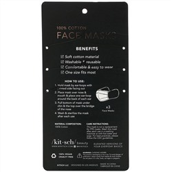Kitsch, 100% Cotton Reuseable Face Masks, Leopard, 3 Pack