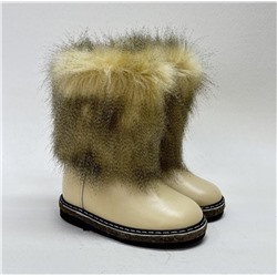 Унты детские бежевые “Страус” кожаные на войлочной подошве