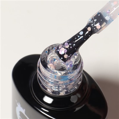 Гель лак для ногтей, «MILK GLITTER», трехфазный, 8 мл, LED/UV, прозрачный (02)