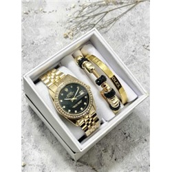 Подарочный набор для женщин часы, 2 браслета + коробка #22861800