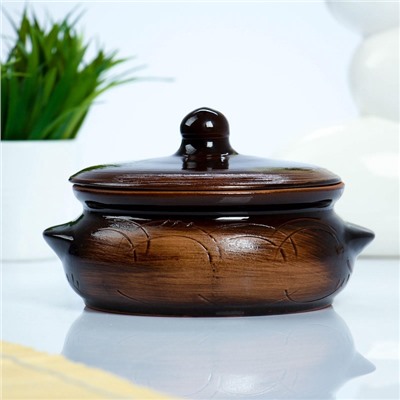 УЦЕНКА Горшок керамический для запекания «Борисовский» 0.7 л / 15×9 см, старина